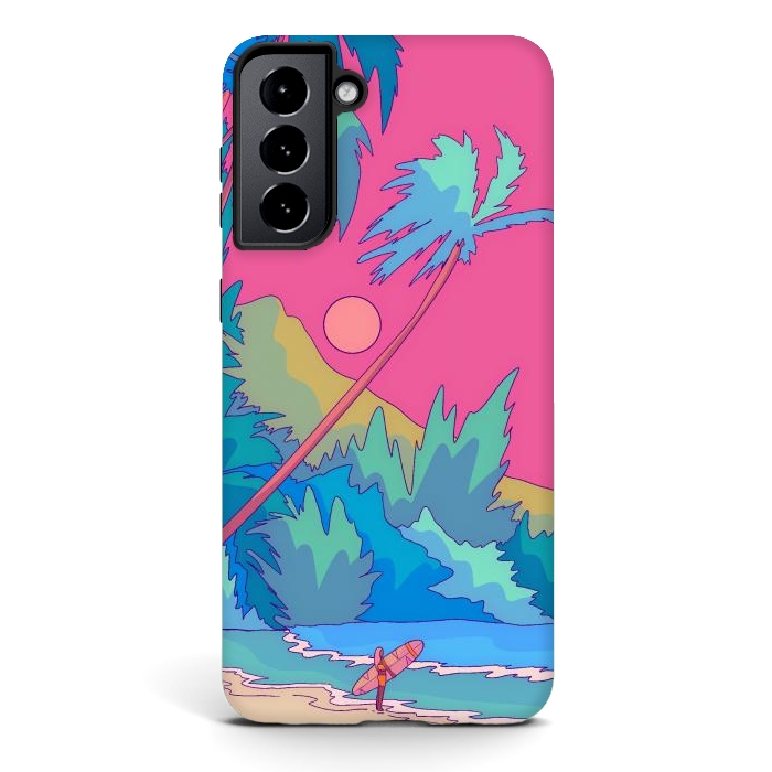 Galaxy S21 plus StrongFit Pink sky beach by Steve Wade (Swade)