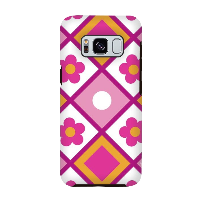 Galaxy S8 StrongFit Funky retro pink flowers by Martina