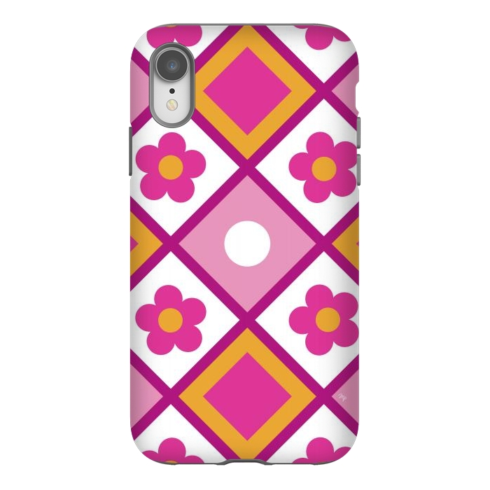 iPhone Xr StrongFit Funky retro pink flowers by Martina