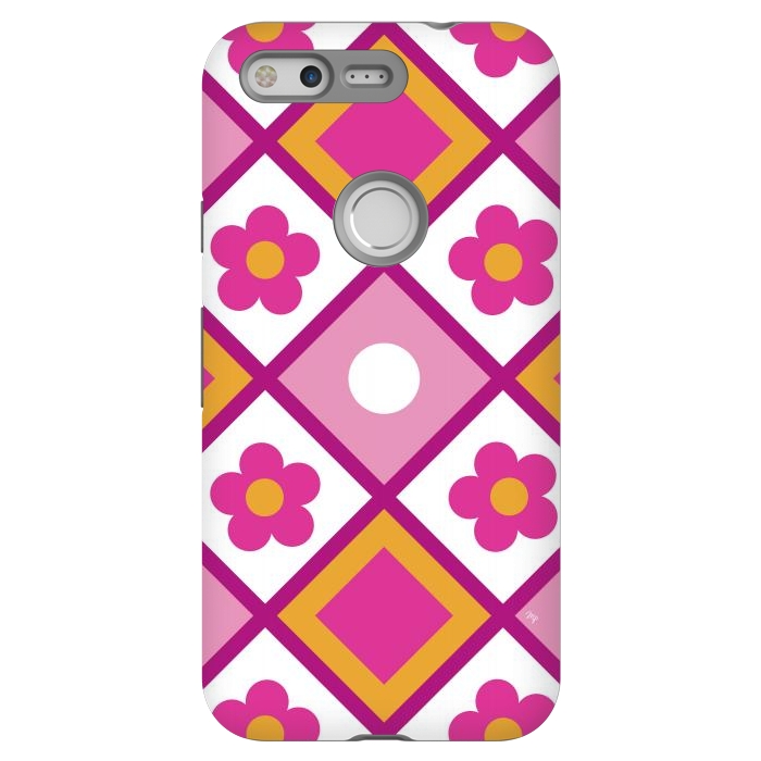 Pixel StrongFit Funky retro pink flowers by Martina