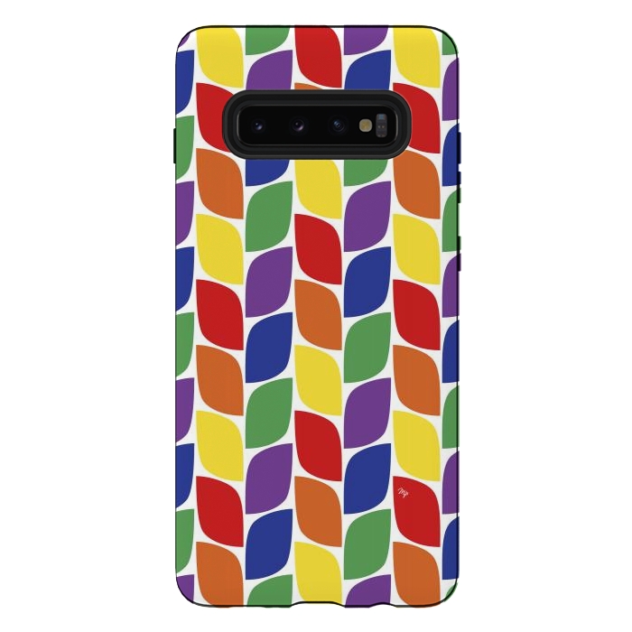 Galaxy S10 plus StrongFit Funky retro leaves by Martina
