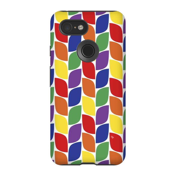 Pixel 3 StrongFit Funky retro leaves by Martina