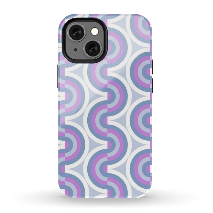iPhone 13 mini StrongFit Funky purple waves by Martina
