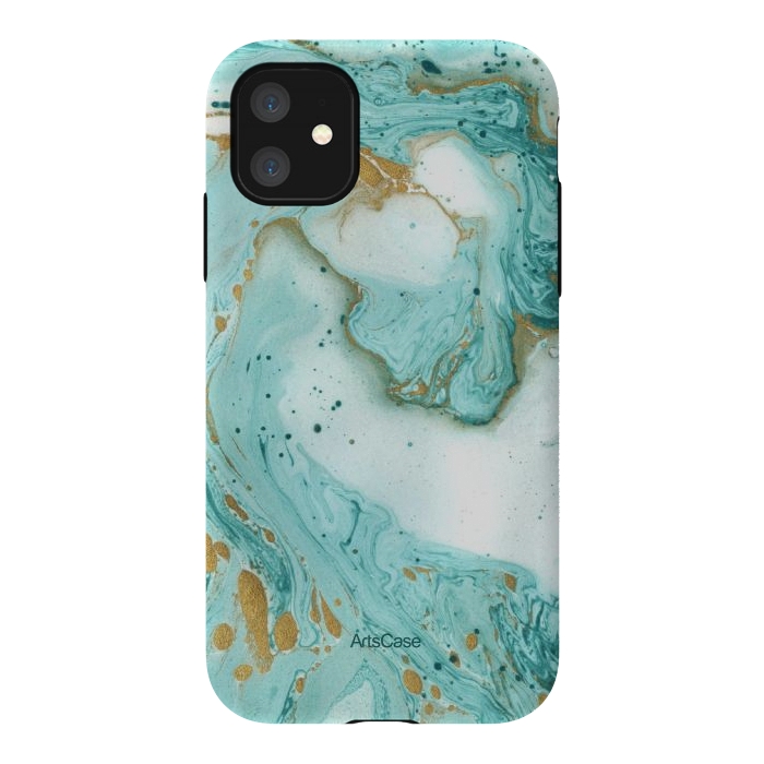 iPhone 11 StrongFit Waves Teal by ArtsCase