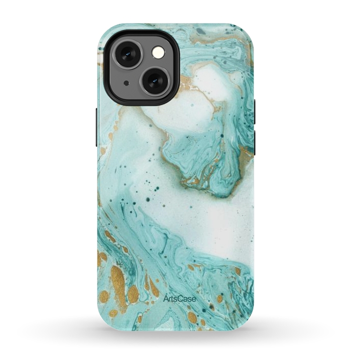 iPhone 12 mini StrongFit Waves Teal by ArtsCase