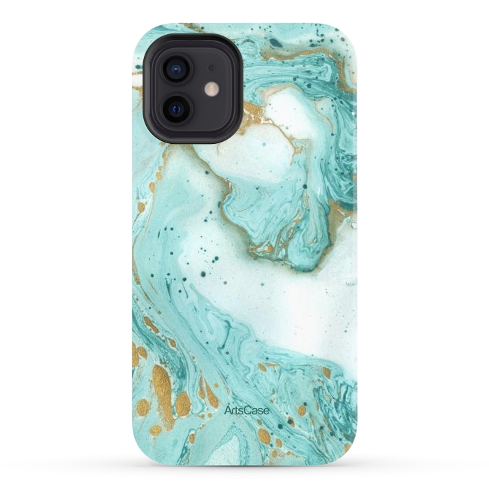 iPhone 12 StrongFit Waves Teal by ArtsCase