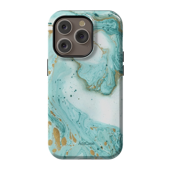 iPhone 14 Pro StrongFit Waves Teal by ArtsCase