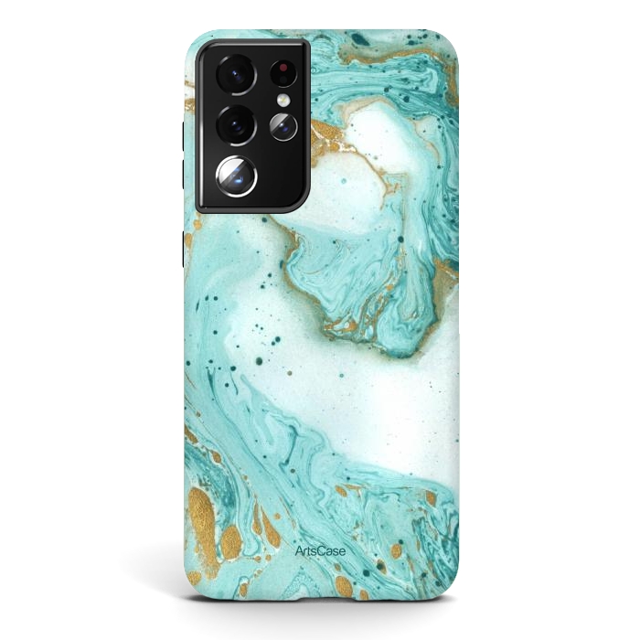 Galaxy S21 ultra StrongFit Waves Teal by ArtsCase