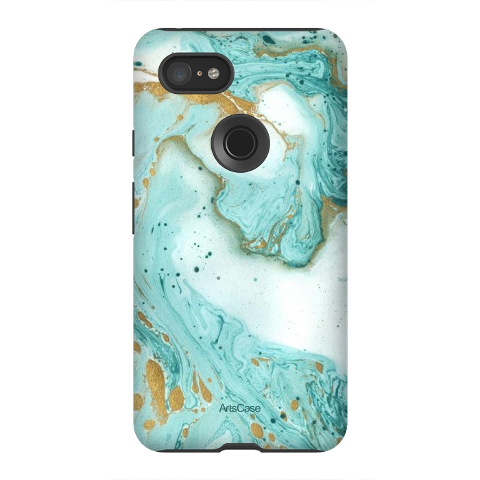 Pixel 3XL StrongFit Waves Teal by ArtsCase