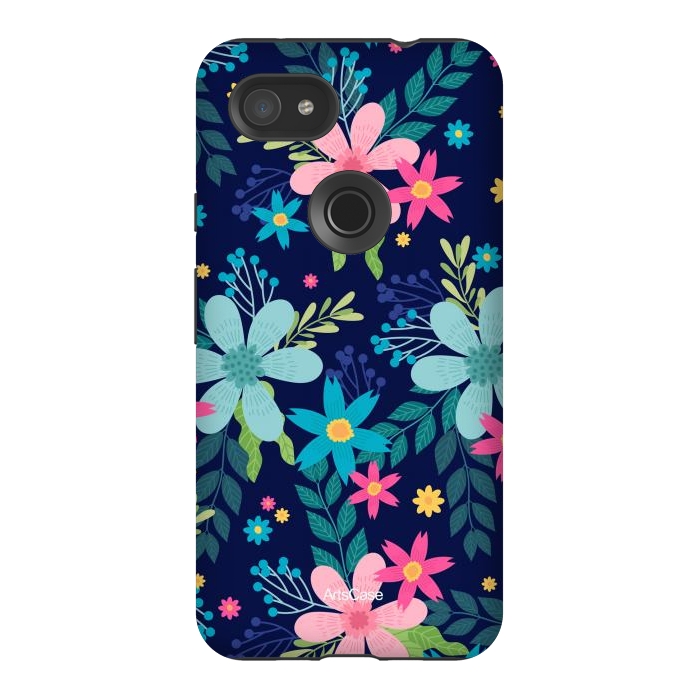 Pixel 3AXL StrongFit Rain of Colors and Flowers by ArtsCase