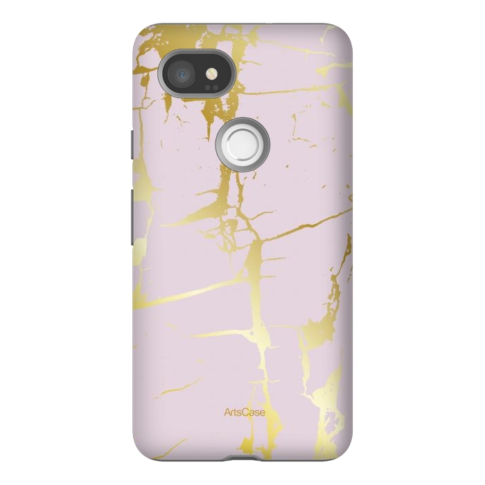 Pixel 2XL StrongFit Marble Gold Grunge by ArtsCase