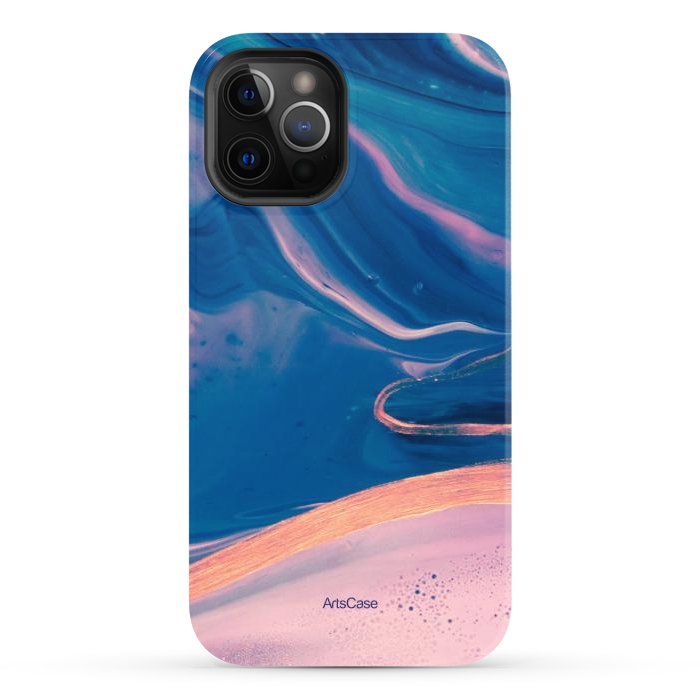 iPhone 12 Pro Max StrongFit Acrylic Paint Abstract Marbling by ArtsCase