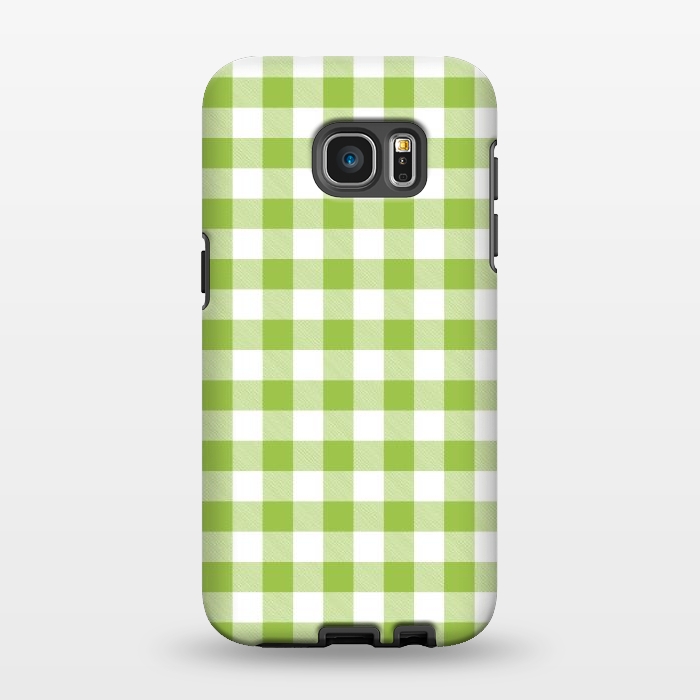 Galaxy S7 EDGE StrongFit Green Plaid by ArtsCase