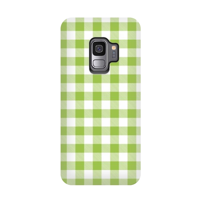 Galaxy S9 StrongFit Green Plaid by ArtsCase
