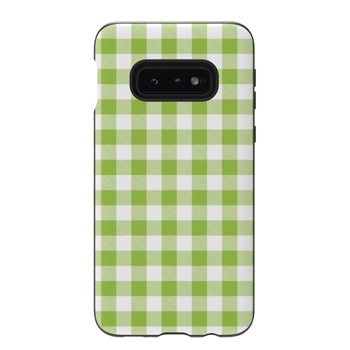Galaxy S10e StrongFit Green Plaid by ArtsCase