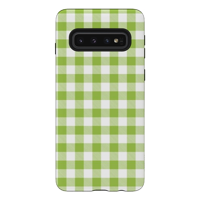 Galaxy S10 StrongFit Green Plaid by ArtsCase