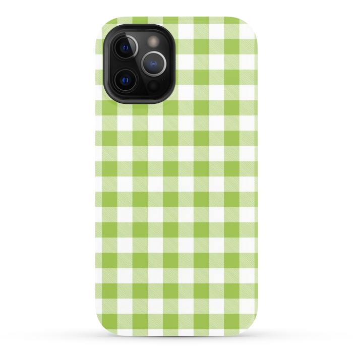 iPhone 12 Pro StrongFit Green Plaid by ArtsCase