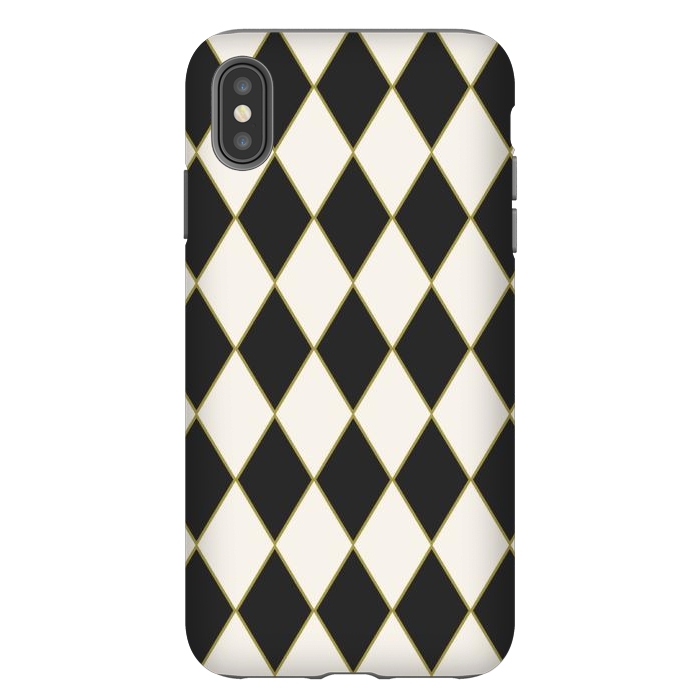 iPhone Xs Max StrongFit Black Plaid by ArtsCase