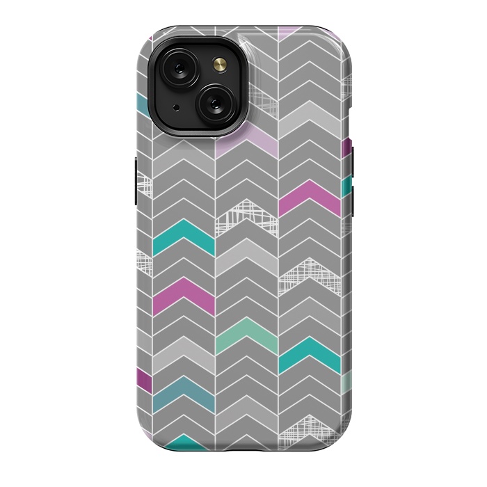 iPhone 15 StrongFit Chevron Grey by Rosie Simons