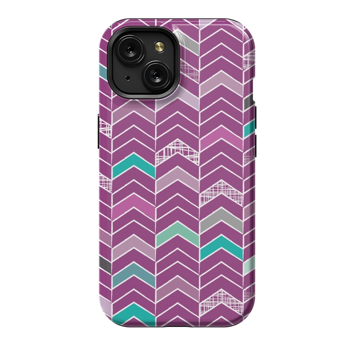 iPhone 15 StrongFit Chevron Purple by Rosie Simons