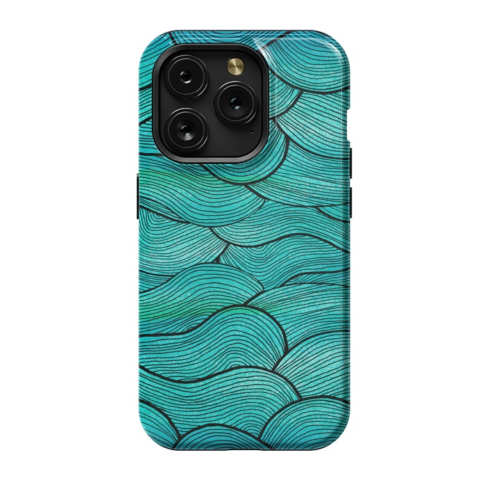 iPhone 15 Pro StrongFit Sea Waves Pattern by Pom Graphic Design