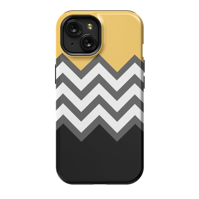 iPhone 15 StrongFit Color Blocked Chevron Black Yellow by Josie Steinfort 