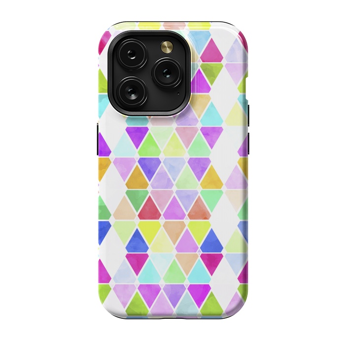 iPhone 15 Pro StrongFit Watercolor Abstract Pastel Triangles by Girly Trend