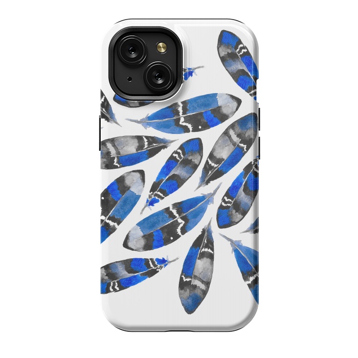 iPhone 15 StrongFit Northern Feather Blue by Amaya Brydon
