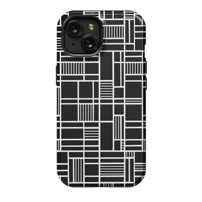 iPhone 15 StrongFit Map Outline Black 45 White by Project M
