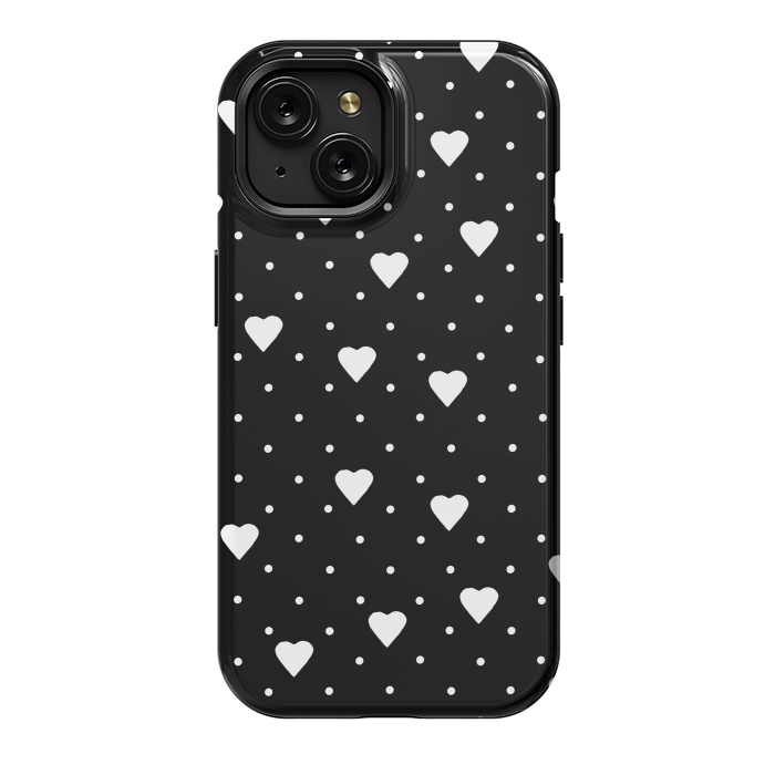 iPhone 15 StrongFit Pin Point Hearts White by Project M