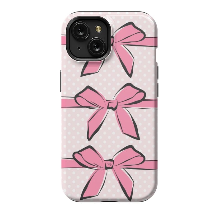 iPhone 15 StrongFit Pink Bows by Martina