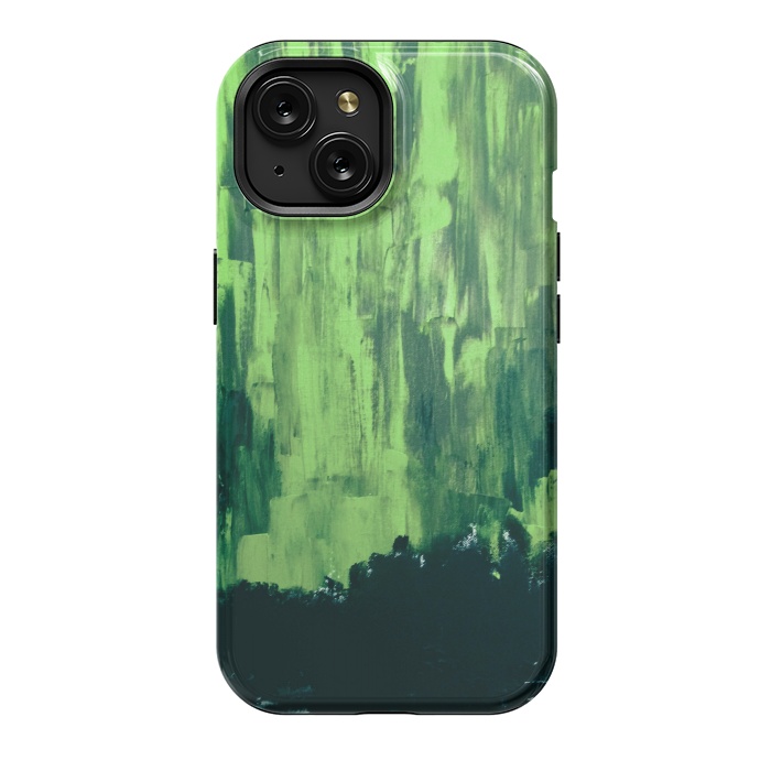 iPhone 15 StrongFit Lime Green Northern Lights by ANoelleJay