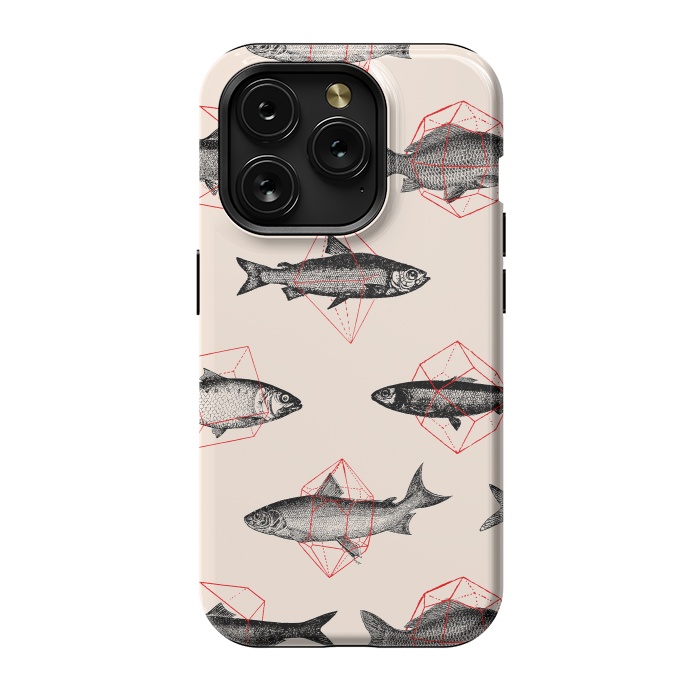 iPhone 15 Pro StrongFit Fishes in Geometrics I by Florent Bodart