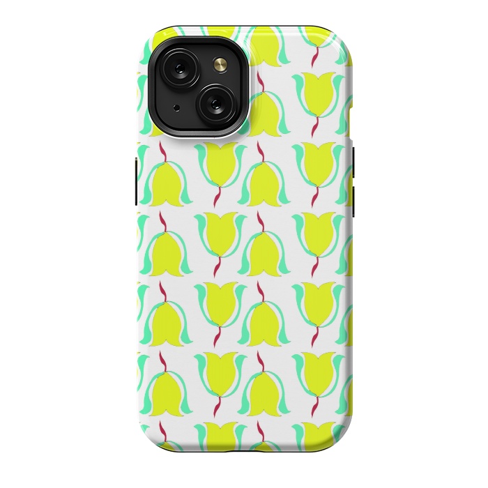iPhone 15 StrongFit Tulips de Chartreuse by Bettie * Blue