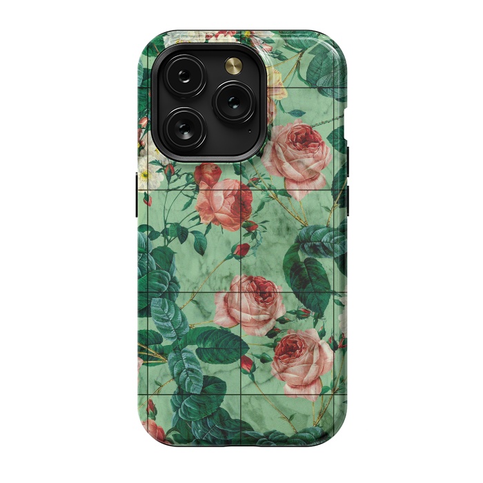 iPhone 15 Pro StrongFit Floral and Marble Texture by Burcu Korkmazyurek