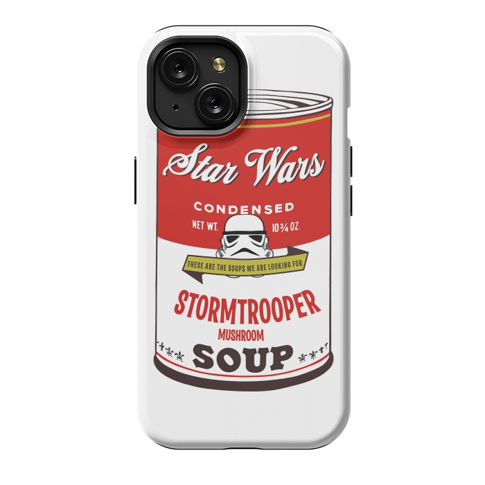 iPhone 15 StrongFit Star Wars Campbells Soup Stormtrooper by Alisterny