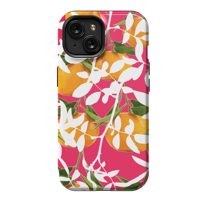 iPhone 15 StrongFit Hiding Mandarins (Pink) by Zala Farah