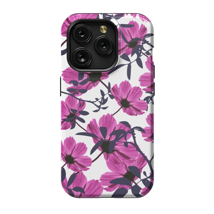 iPhone 15 Pro StrongFit Floral Explorers  (White)  by Zala Farah