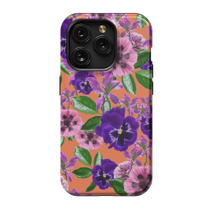 iPhone 15 Pro StrongFit Orange Floral Garden by Zala Farah