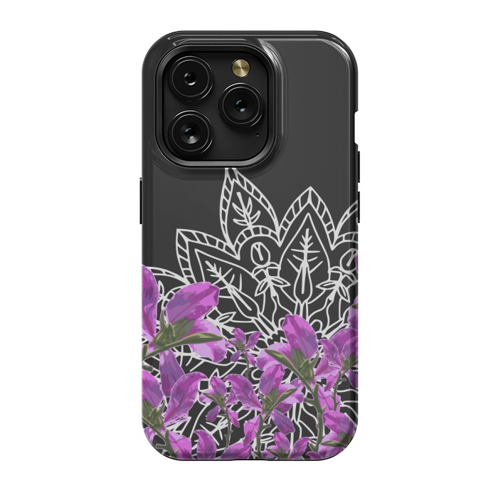 iPhone 15 Pro StrongFit Mandala + Purple Vines by Zala Farah
