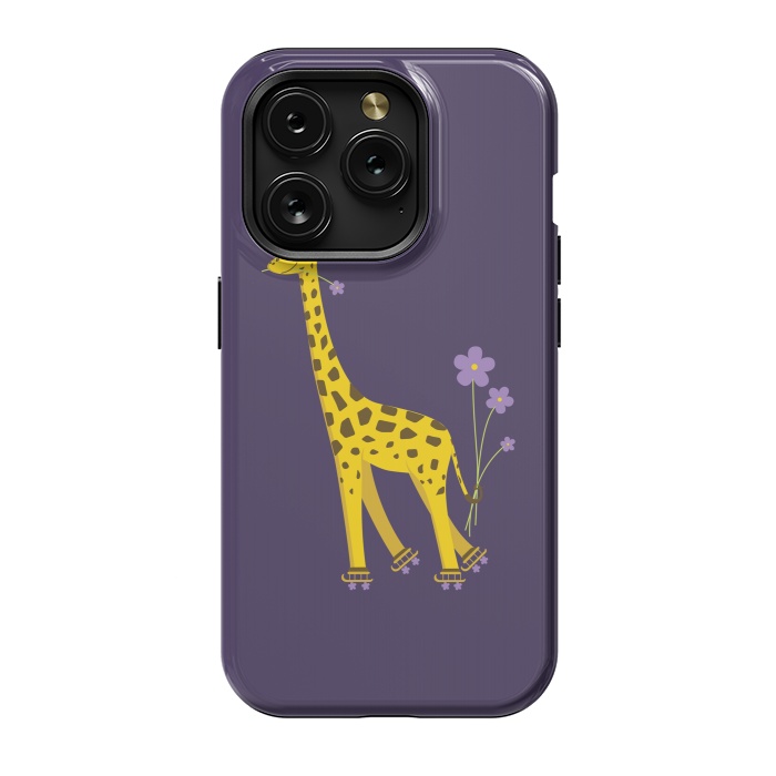 iPhone 15 Pro StrongFit Cute Funny Rollerskating Giraffe by Boriana Giormova