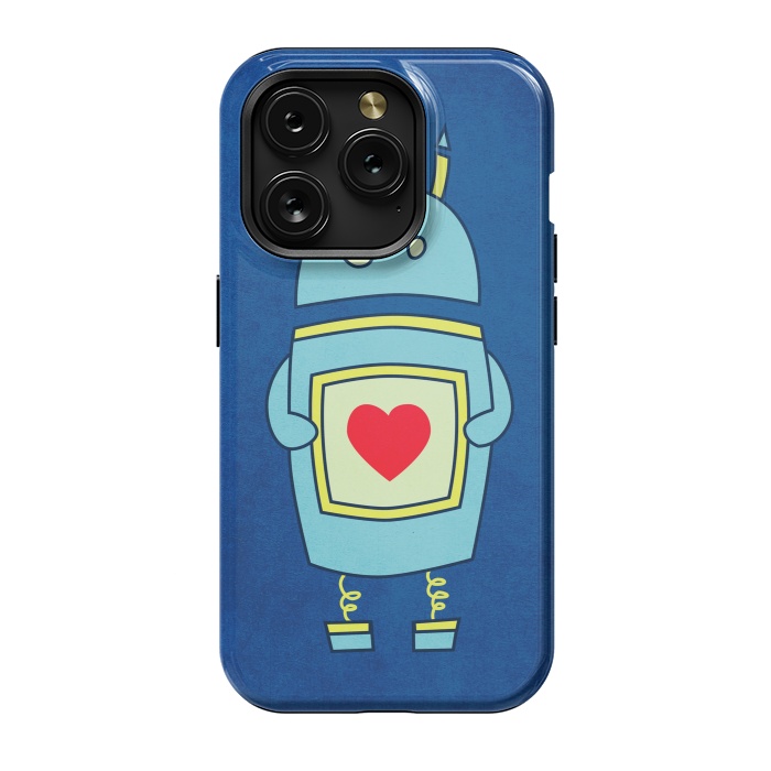 iPhone 15 Pro StrongFit Clumsy Cute Robot With Heart by Boriana Giormova