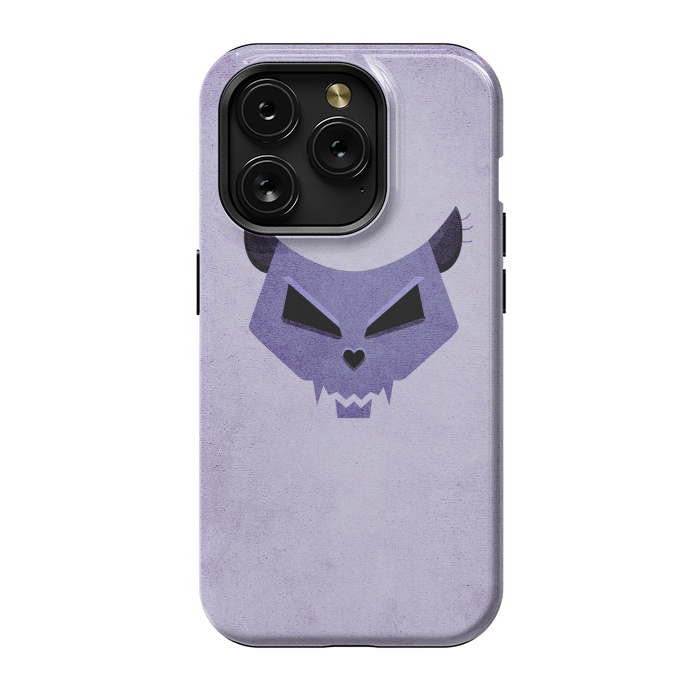 iPhone 15 Pro StrongFit Purple Evil Cat Skull by Boriana Giormova