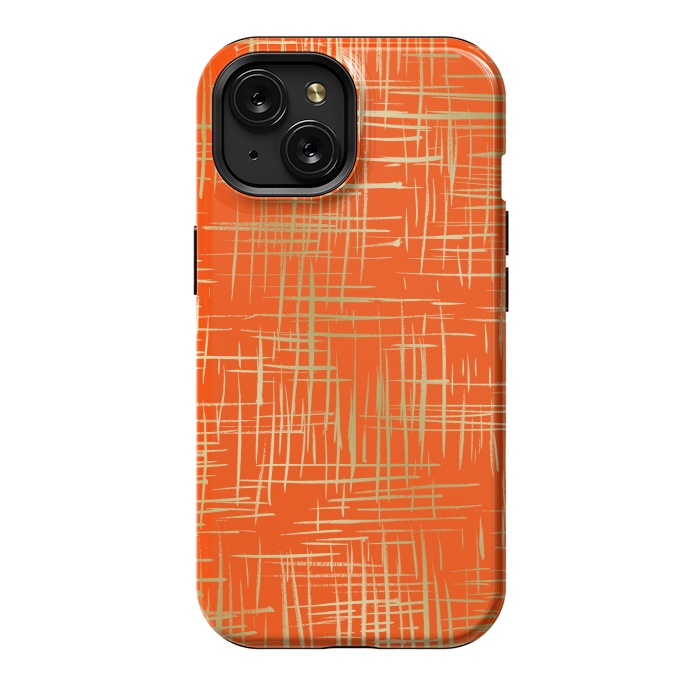 iPhone 15 StrongFit Crosshatch Red by Caitlin Workman