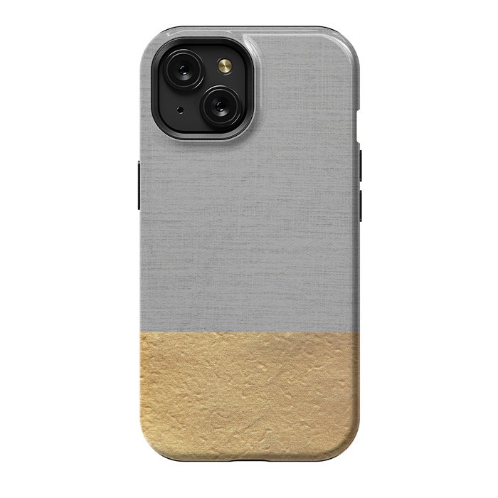 iPhone 15 StrongFit Color Blocked Gold and Grey by Caitlin Workman