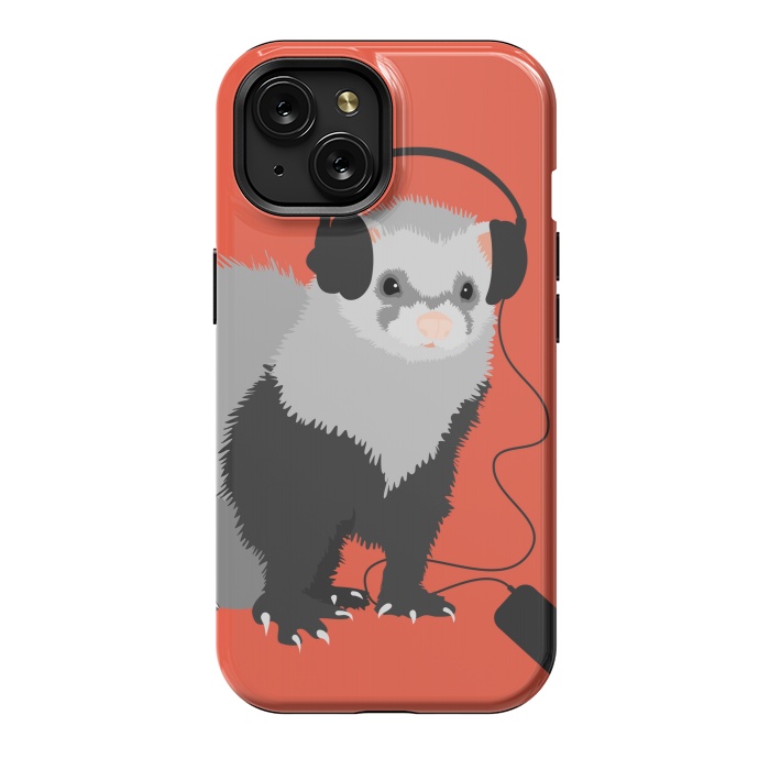 iPhone 15 StrongFit Funny Music Lover Ferret by Boriana Giormova