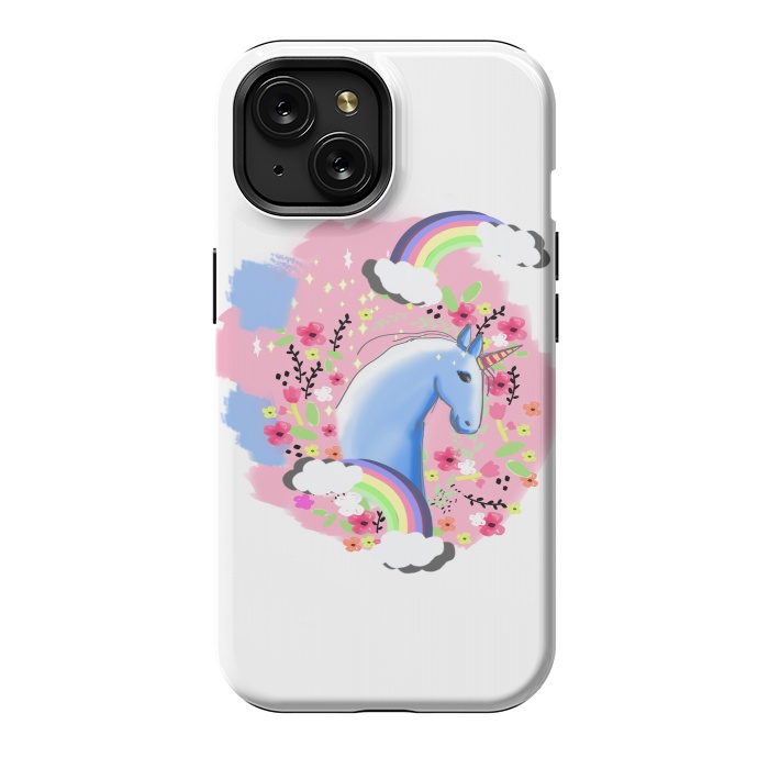 iPhone 15 StrongFit Floral Unicorn by MUKTA LATA BARUA