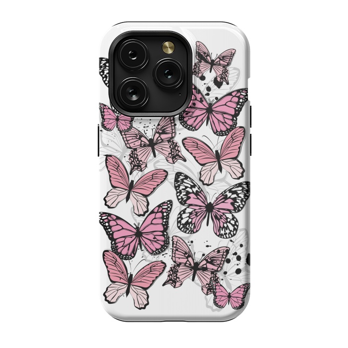 iPhone 15 Pro StrongFit Stylish Pink Butterflies by Martina