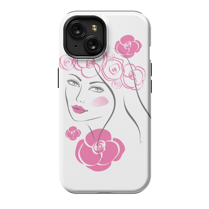 iPhone 15 StrongFit Pink Rose Lady by Martina
