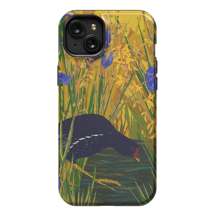 iPhone 15 Plus StrongFit Moorhen and Iris by Lotti Brown